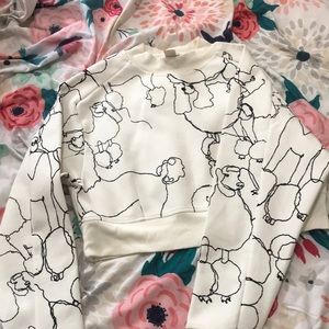 Cropped h&m artistic poodle design sweatshirt